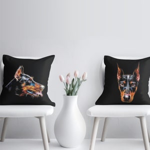 Doberman Cushion and Insert with Stunning Fractal Art Design