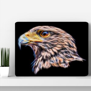 Harris Hawk metalen wandplaat met prachtig Fractal Art Design