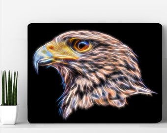 Harris Hawk Metal Wall Plaque with Stunning Fractal Art Design