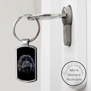 Black Cockapoo Keyring with Stunning Fractal Art Design
