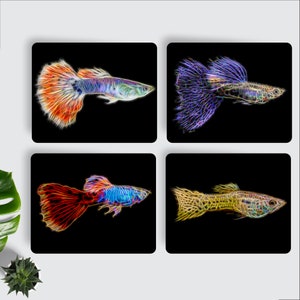 Guppy Aluminium Metal Wall Plaque with Stunning Fractal Art Design.