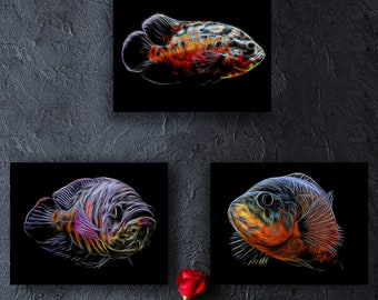 Tiger Oscar Fish Print with Stunning Fractal Art Design.