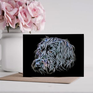 Cartão Schnoodle com impressionante design de arte fractal. Em branco dentro para aniversários ou qualquer outra ocasião