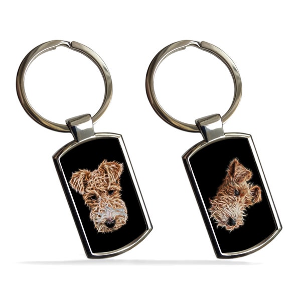 Porte-clés rectangulaire en métal Fox Terrier