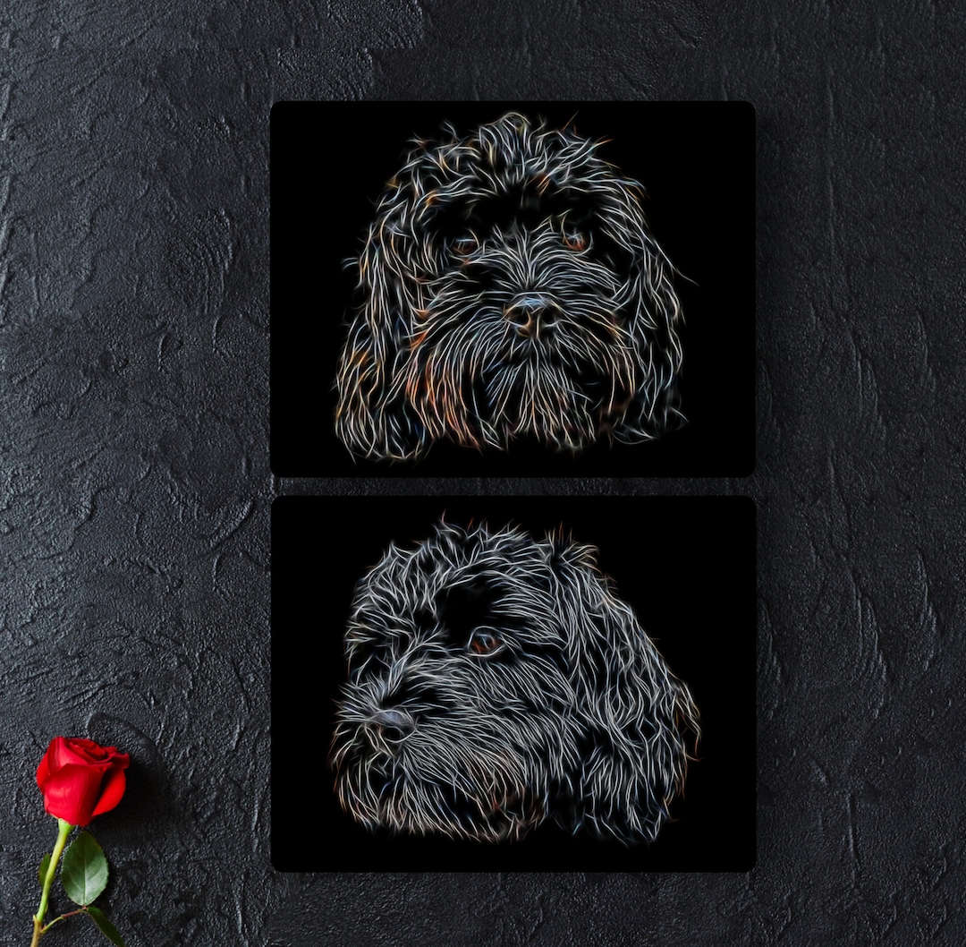 Black Cavapoo Metal Wall Plaque With Stunning Fractal Art Design ...