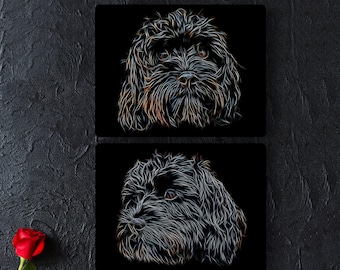 Black Cavapoo Metal Wall Plaque with Stunning Fractal Art Design,  Perfect Cavapoo Owner Gift.