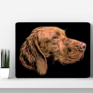 Ungarische Vizsla Aluminium Metall Wandtafel mit Fraktal Kunst Design.