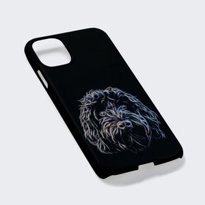 Black Cockapoo Phone Case with Stunning Fractal Art Design. For Samsung or iPhone including iPhone 16 and Samsung S24