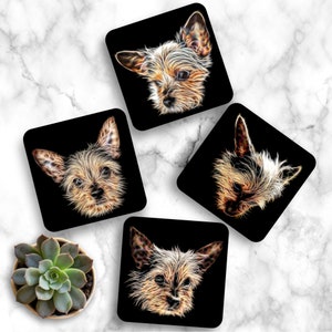 Chorkie Dog Coasters  with Fractal Art Design, Perfect Chorkie Owner Gift
