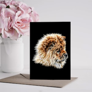 Fawn Chow Chow wenskaart met prachtig Fractal Art Design. Blanco binnenkant voor verjaardagen of een andere gelegenheid