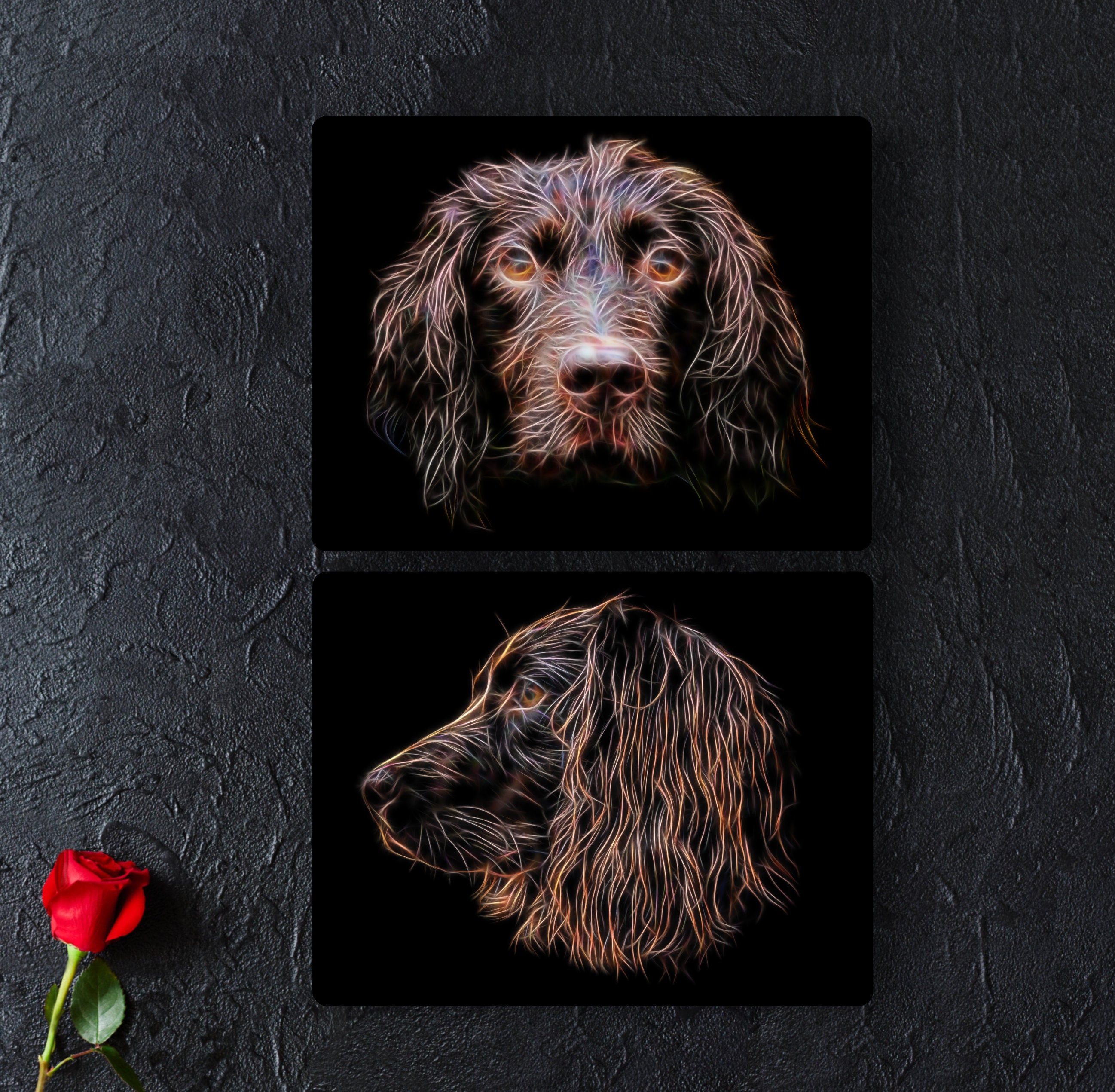 Chocolate Working Cocker Spaniel Metal Wall Plaque With Stunning Fractal Art Design Etsy