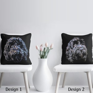 Schwarzes Cockapoo Kissen (Kissen) und Einsatz mit Atemberaubendem Fractal Art Design