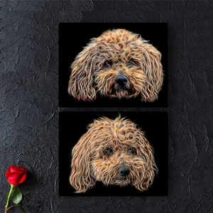 Poochon Aluminium Metal Wall Plaque with Fractal Art Design, Gift for Poochon Owner