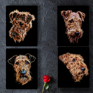 Airedale Terrier Aluminium Metal Wall Plaque with Stunning Fractal Art Design