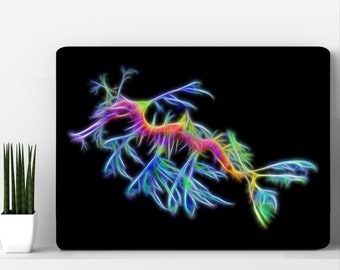 Leafy Seadragon Aluminium Metal Wall Plaque with Stunning Fractal Art Design.