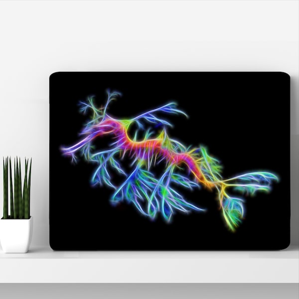 Leafy Seadragon Aluminium Metal Wall Plaque with Stunning Fractal Art Design.