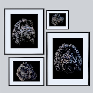 Zwarte Cockapoo-print met prachtig Fractal Art Design. Verschillende maten beschikbaar