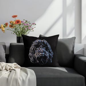 Cuscino e inserto per Cockapoo nero con splendido design frattale