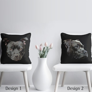 Black Staffordshire Bull Terrier Cushion and Insert with Stunning Fractal Art Design