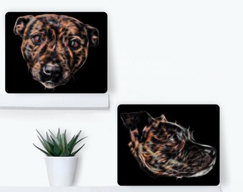 Brindle Staffordshire Bullterrier Aluminium Metall Wandtafel.
