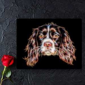 Springer Spaniel Aluminium Metal Wall Plaque with Stunning Fractal Art Design.