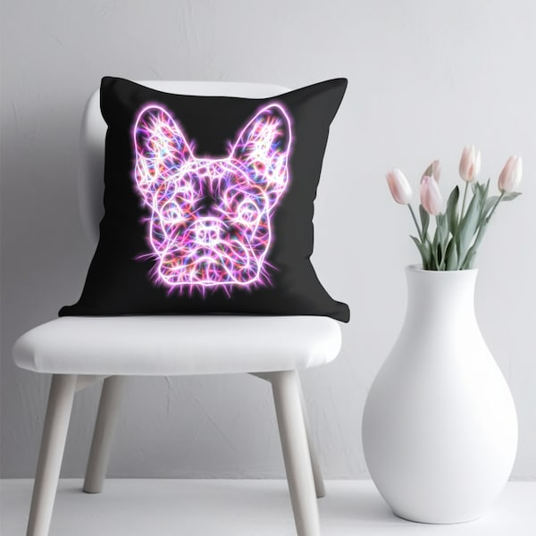 Coussin et insert bouledogue français avec un superbe design artistique fractal