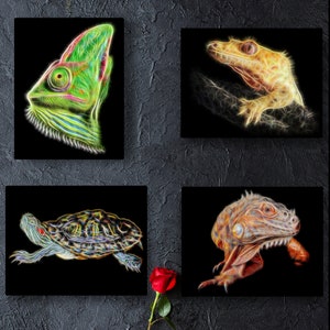 Reptile Print with Stunning Fractal Art Design. Various Sizes and Designs Available. Chamaeleon Gecko Snake Tortoise