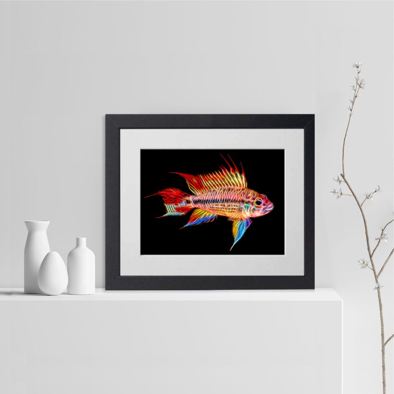 Apistogramma Cichlid Fish Print with Stunning Fractal Art Design. image 9