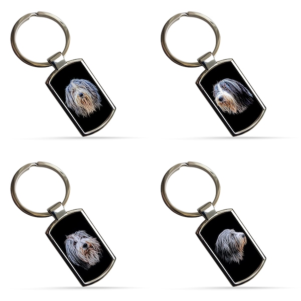 Porte-clés Bearded Collie avec superbe design fractal