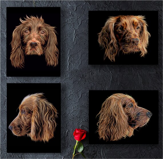 Red Working Cocker Spaniel Print With Stunning Fractal Art Design