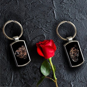 Brindle Staffordshire Bull Terrier Keychain with Stunning Fractal Art Design. A Perfect Gift for Dog Lover.