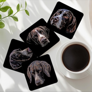 German Shorthaired Pointer Coasters with Stunning Fractal Art Design