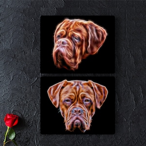 Dogue De Bordeaux Aluminium Metal Wall Plaque with Stunning Fractal Art Design.