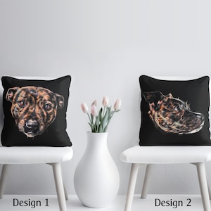Brindle Staffordshire Bull Terrier Cushion and Insert with Stunning Fractal Art Design