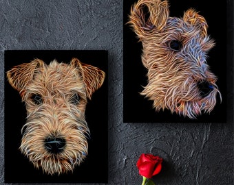 Lakeland Terrier Print with Stunning Fractal Art Design. Various Sizes Available