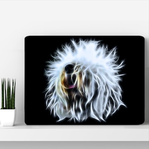 Old English Sheepdog Metal Wall Plaque with Stunning Fractal Art Design