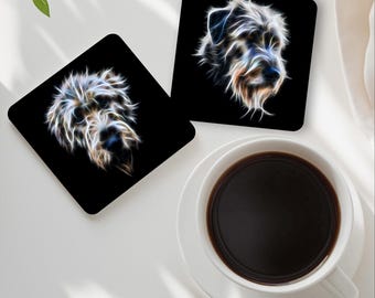 Onderzetters van Ierse wolfshond met fractal Art Design. Perfect hondenbezitterscadeau.