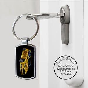 Ford Focus ST Car Metal Keychain with Stunning Fractal Art Design. More Colours Available.