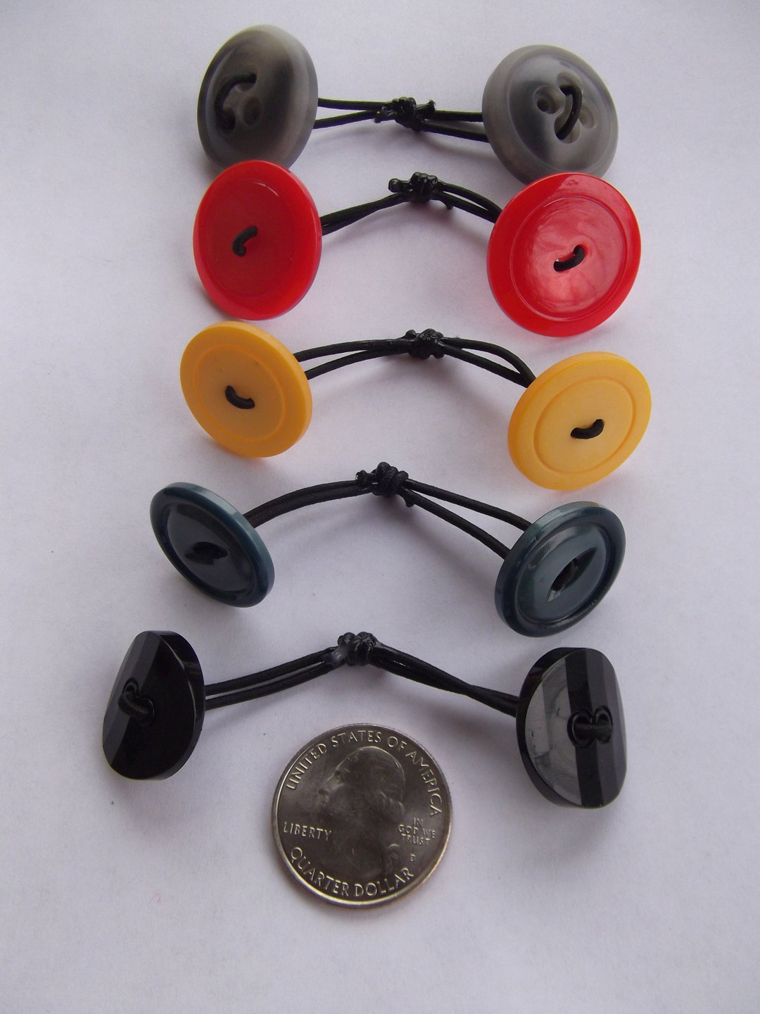 Retro Buttons Elastic Hair Tie Bobble 3
