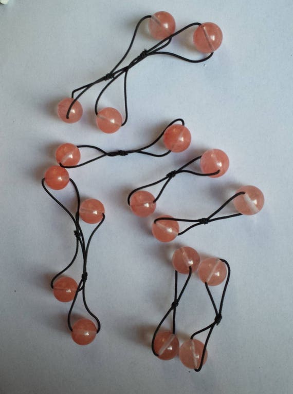Pink Quartz Stone Bead Elastic Hair Tie Bobble Pair Etsy
