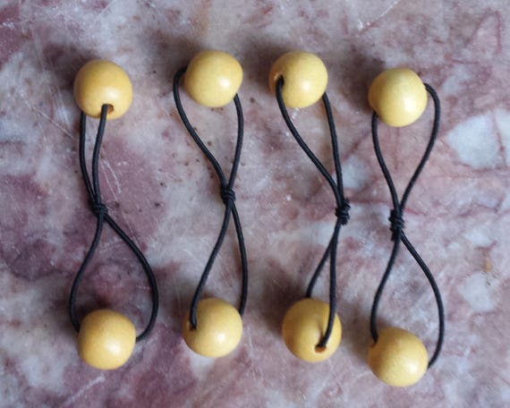 Yellow Wood Bead Elastic Hair Tie Bobble Pair Etsy