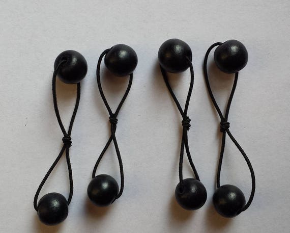 Black Wood Bead Elastic Hair Tie Bobbles Pair Etsy