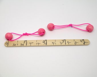 Small Pink Wood 10mm Bead Elastic Hair Tie Bobbles Pair