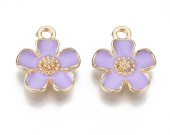 65541-3291 18x13x2MM Charm Grape Gold Tone With Green /& Purple Enamel Charms 6 Pcs