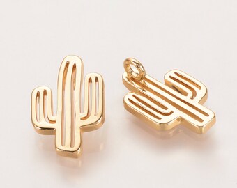 8pcs-Brass Cactus Charm silver tone available bronze tone desert plant charm