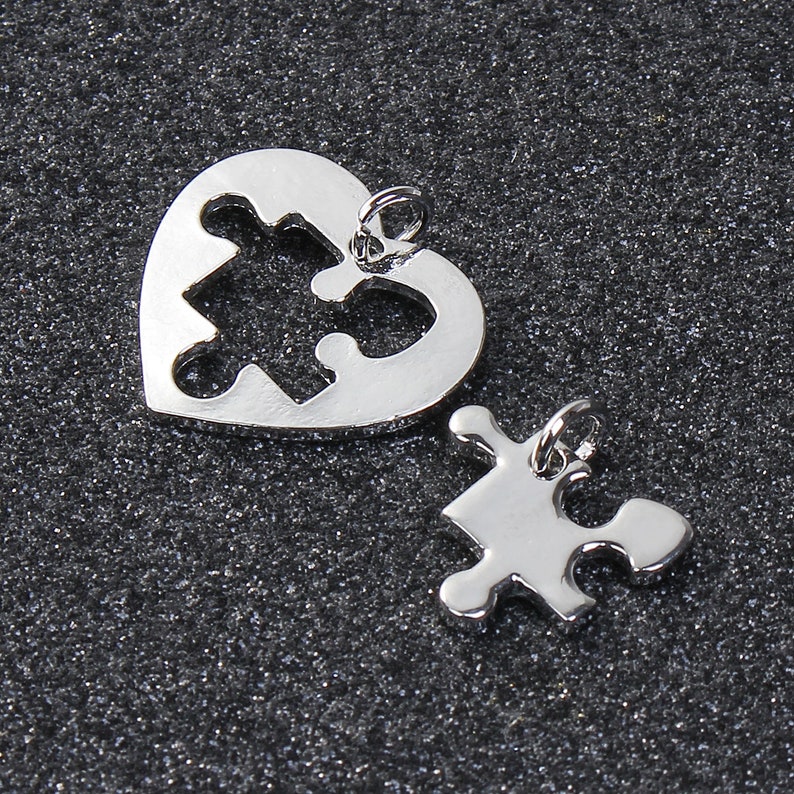 1 set Heart Puzzle Charm Couple Charms Matching Couple Etsy