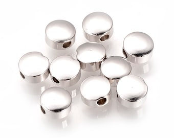 20 pcs - Real Platinum Plated  Flat Round Spacers, Gold Plated, 5mm Spacer Beads, Nickel Free