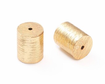 2 pcs 18k Gold Plated Heishi Beads: Cylinder Drum Spacers