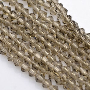 4mm Bicone Glass Beads Strands, Faceted, Coconut Brown