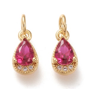 1pc  Real 18K Gold Plated, Teardrop, Camellia Cubic Zirconia